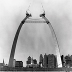 the st. louis wheel tours Construction of Gateway Arch historic photo
