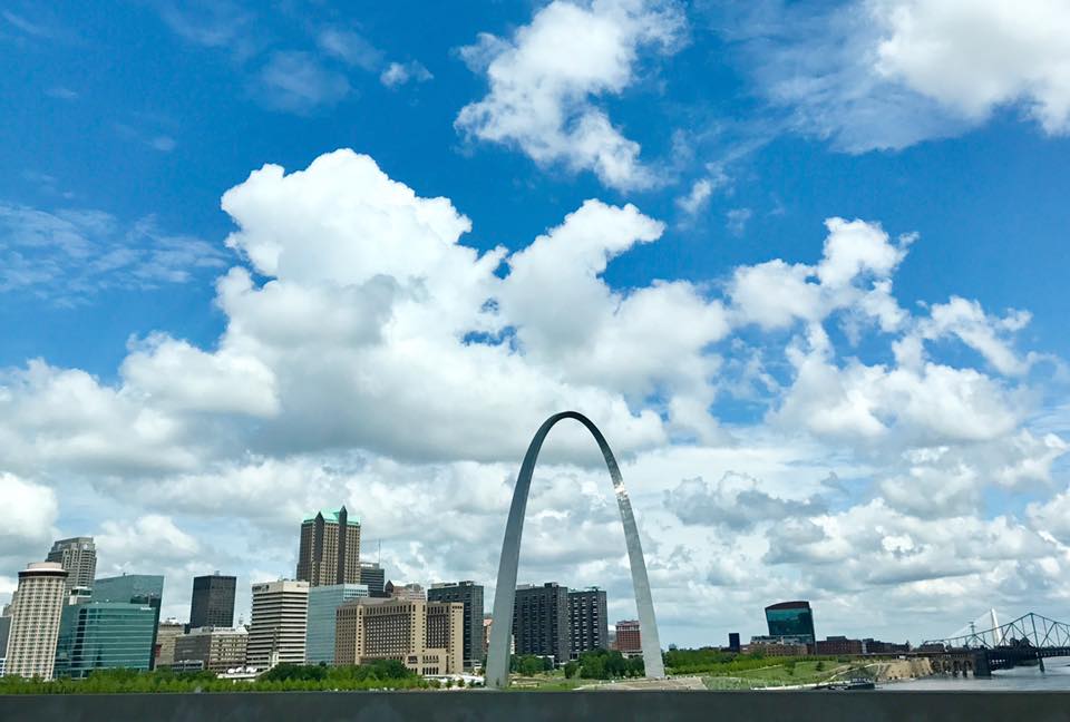 view of the gateway arch from a bridge