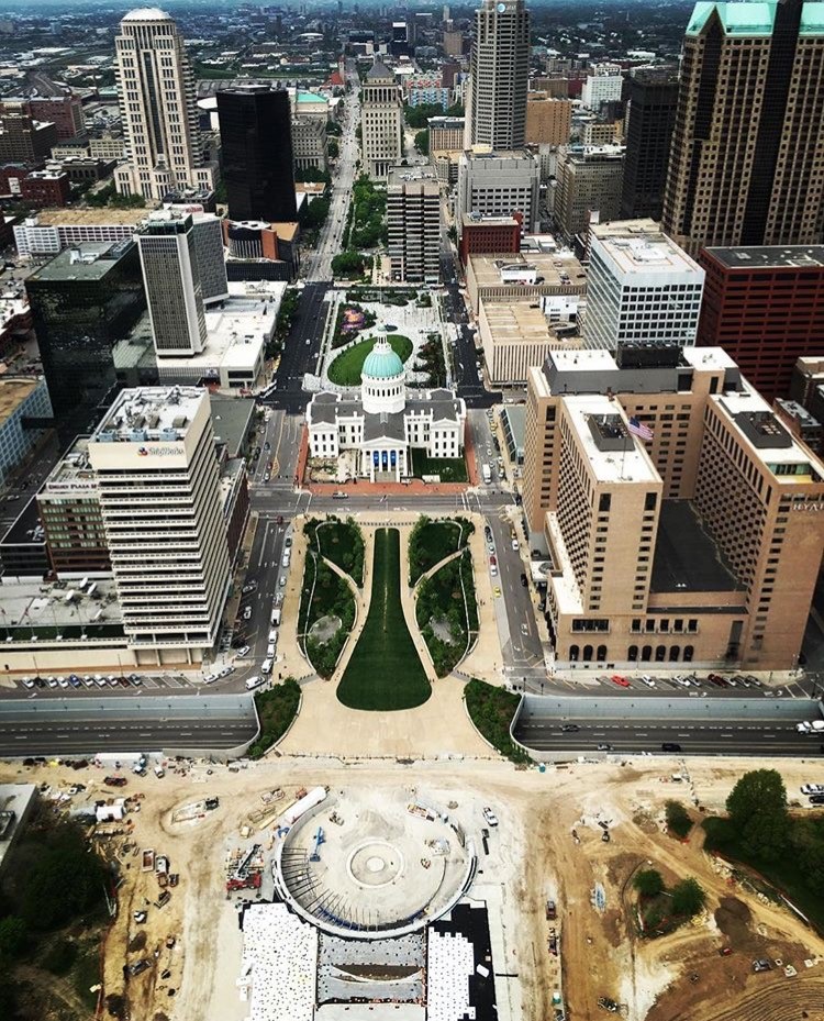 aerial view from the top of the arch