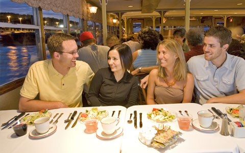 Four guests on a dinner cruise