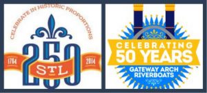 STL 250 and Riverboat 50th Logo Collage