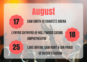 August Concert Line Up Graphic