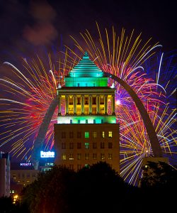 Fireworks at the Gateway Arch
