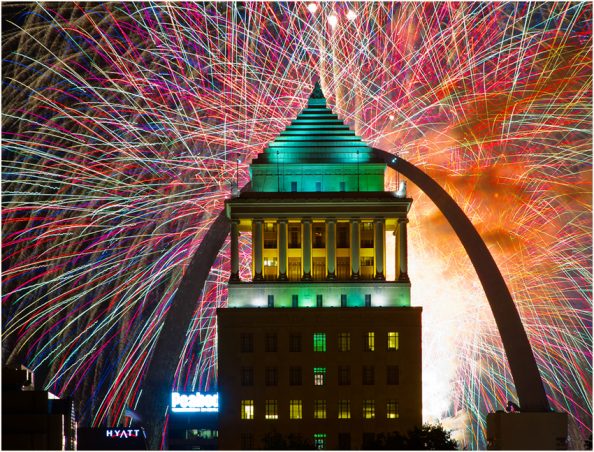 Fireworks at the Gateway Arch