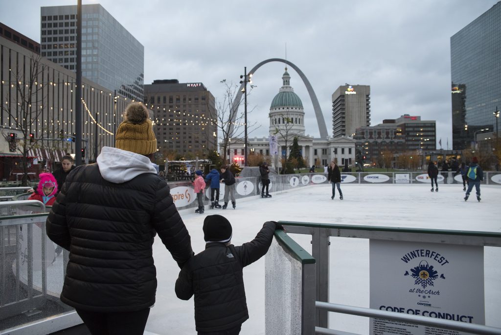 Ice Skating at Kiener Plaza During Winterfest