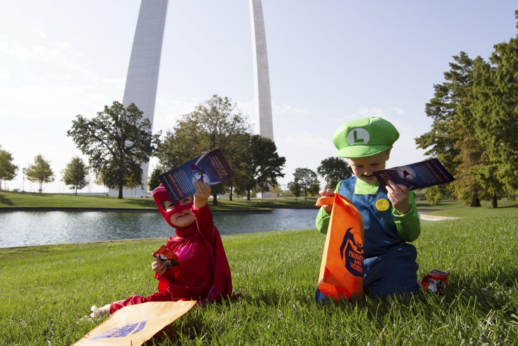 Children in Halloween costumes