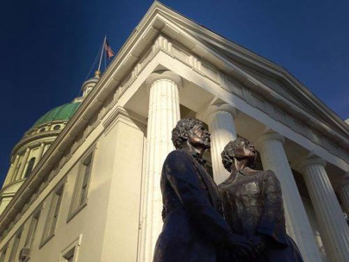 Dred and Harriet Scott statue outside the Old Courthouse in St. Louis.