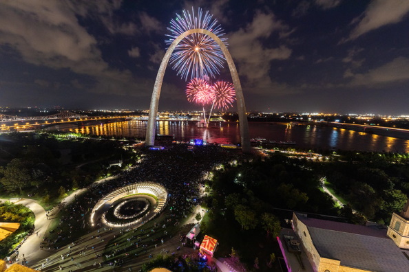 4th of July fireworks over the Arch - courtesy of Fair St. Louis