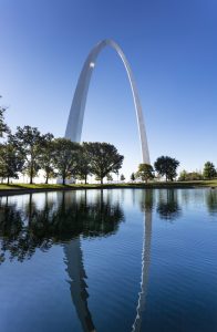 Gateway Arch view in reflecting pond