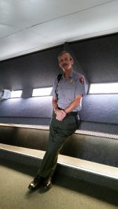 Ranger Don standing in the Arch observation deck