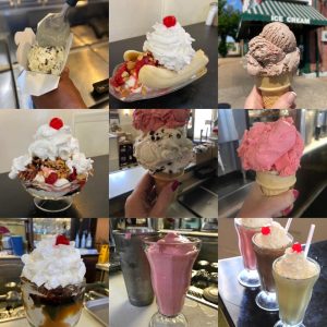 various types of ice cream including cones and shakes