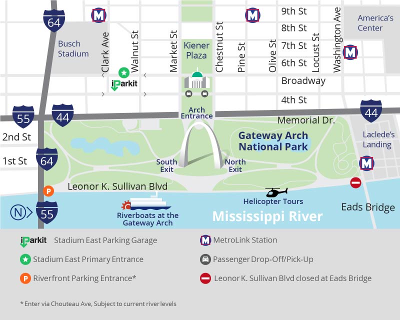 Illustrated Map of Gateway Arch National Park Grounds