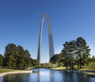 The Arch in front of a pond