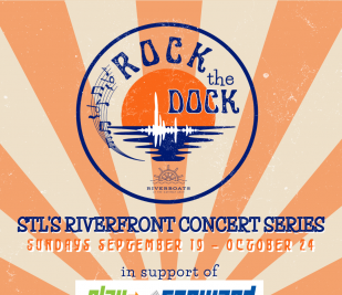 orange and cream background with STL Riverfront concert series for September 19 - October 24 text