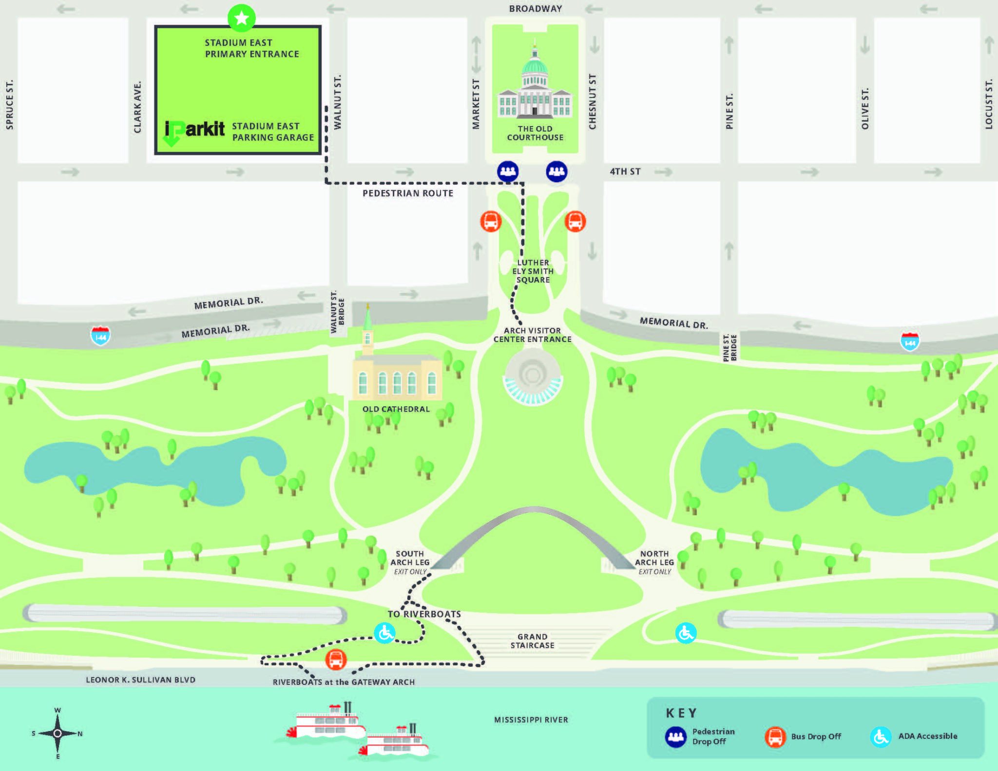 Map illustration of the Gateway Arch grounds