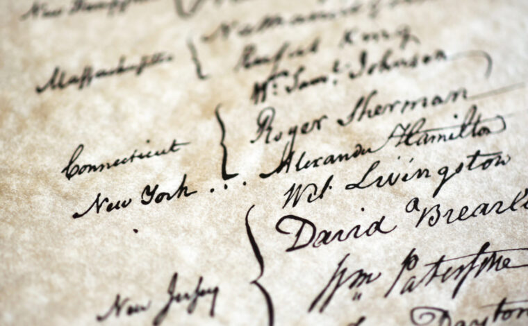 image of Signatures from United States Constitution